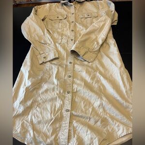 Khaki Buttondown Shirtdress, long sleeve